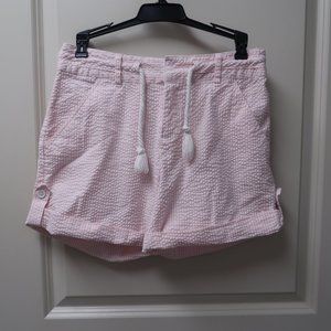 Coral Bay petite women's 4p pink check seersucker elastic waistband like new